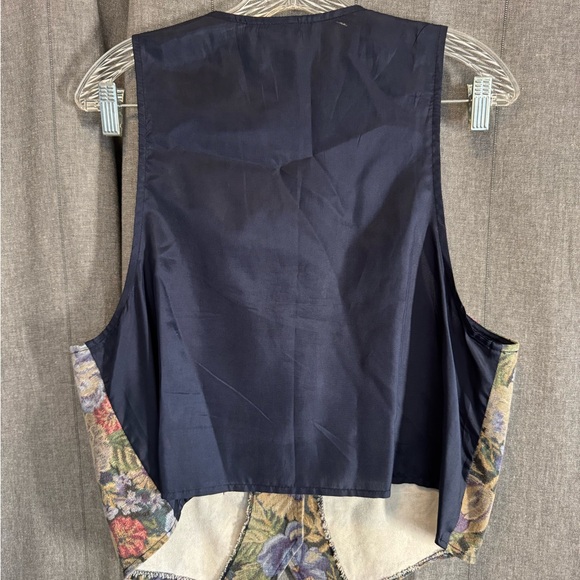 Vintage 80s 90s Tapestry Dark Floral Vest Brocade Cottagecore Fall Rose Academia - Picture 5 of 6